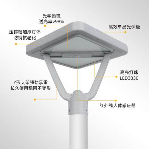 LED户外防水一体化太阳能庭院灯200W方形光控人体感应景观道路灯