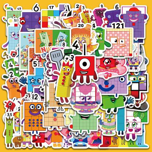 10/50pcs Funny Cute Cartoon Anime Number Blocks Stickers Kid