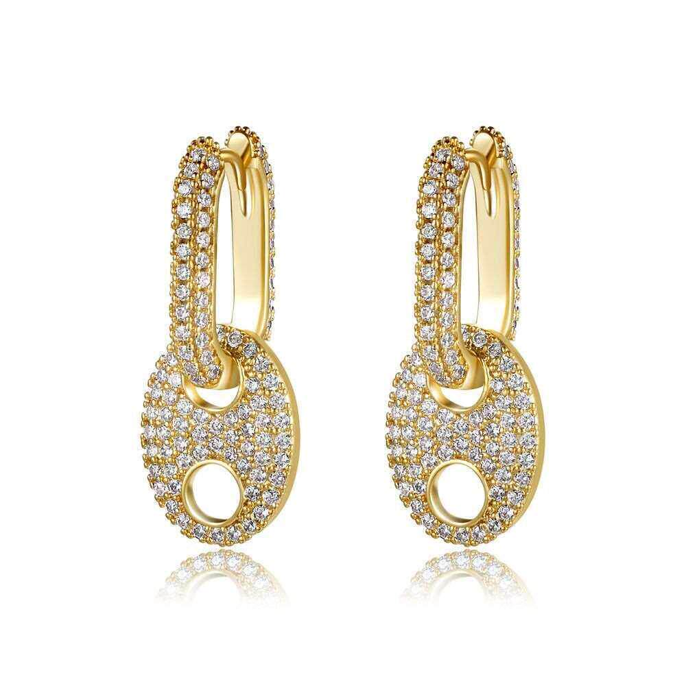 ins pig nose earrings copper plated 18K real gold zircon ear
