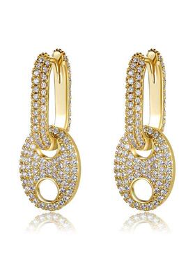 ins pig nose earrings copper plated 18K real gold zircon ear