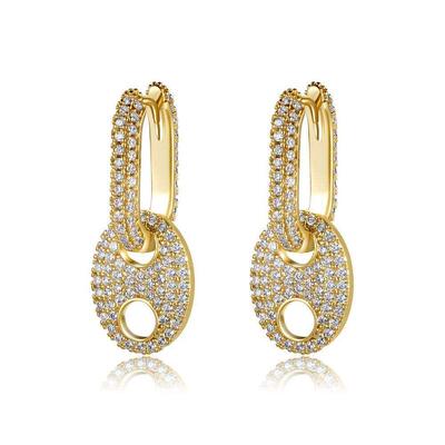ins pig nose earrings copper plated 18K real gold zircon ear