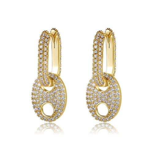 ins pig nose earrings copper plated 18K real gold zircon ear