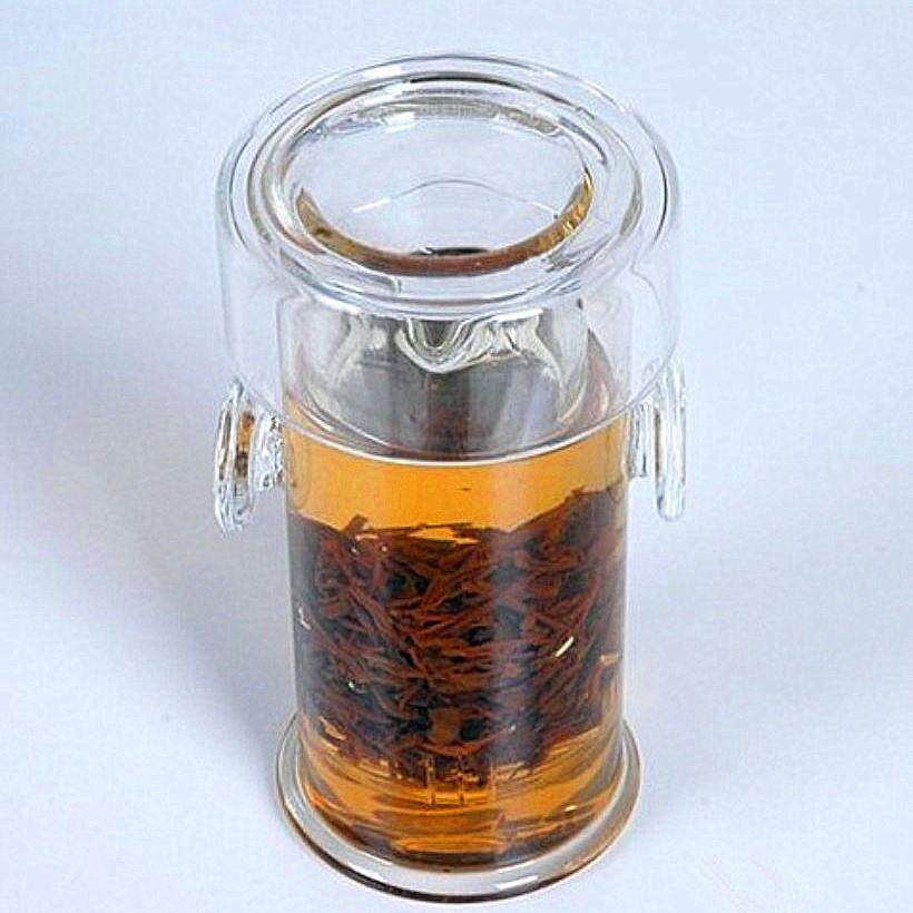 厂家高硼硅耐热玻璃茶具双耳杯红茶杯红茶壶彩把绿叶双耳壶