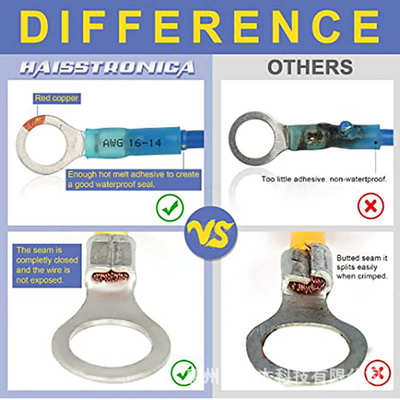 260PCS盒装圈状热缩端子 圈状预绝缘接线端子 铜压接端子