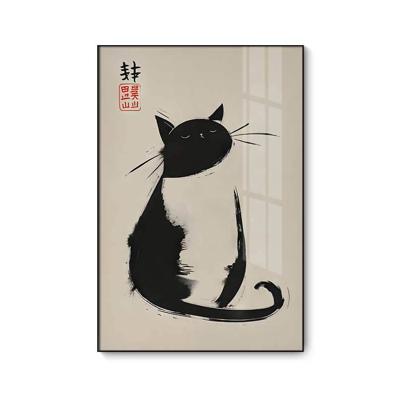 可爱猫咪装饰画日式和风温馨客厅玄关餐厅壁画儿童房卧室床头挂画图片