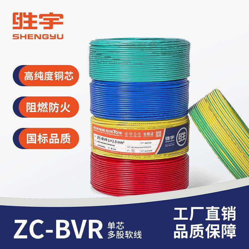 广东胜宇电缆ZC--BVR1.5/2.5/4/6平多股软线家装电线国标阻燃铜芯