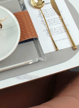 22N-3指纹盘配方形水晶盘北欧轻奢样板间餐具套装软装绿色系摆台