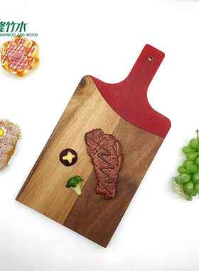 相思木菜板红色珠光粉树脂菜板相思木拼接红色树脂菜板芝士板