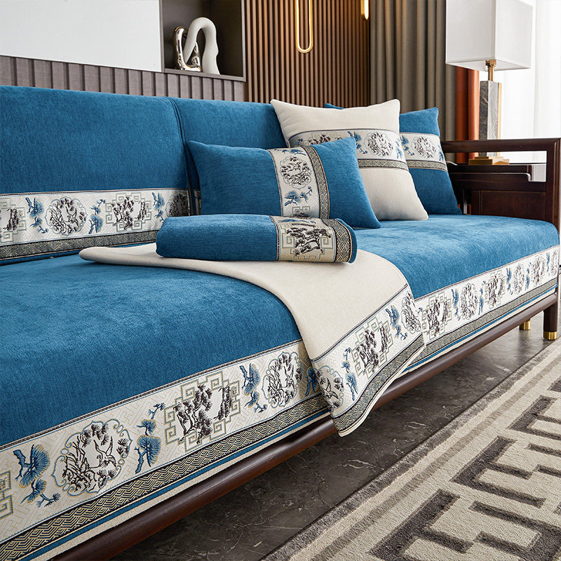 P66D新中式实木沙发垫布艺防滑雪尼尔沙发套罩盖布巾红木坐垫四季,居家布艺,沙发套,淘宝优惠券,粉丝福利购,淘宝优惠卷