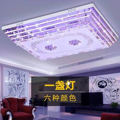 新款客厅灯蓝牙音乐吸顶灯LED水晶灯长方形语音大气大厅主灯家用