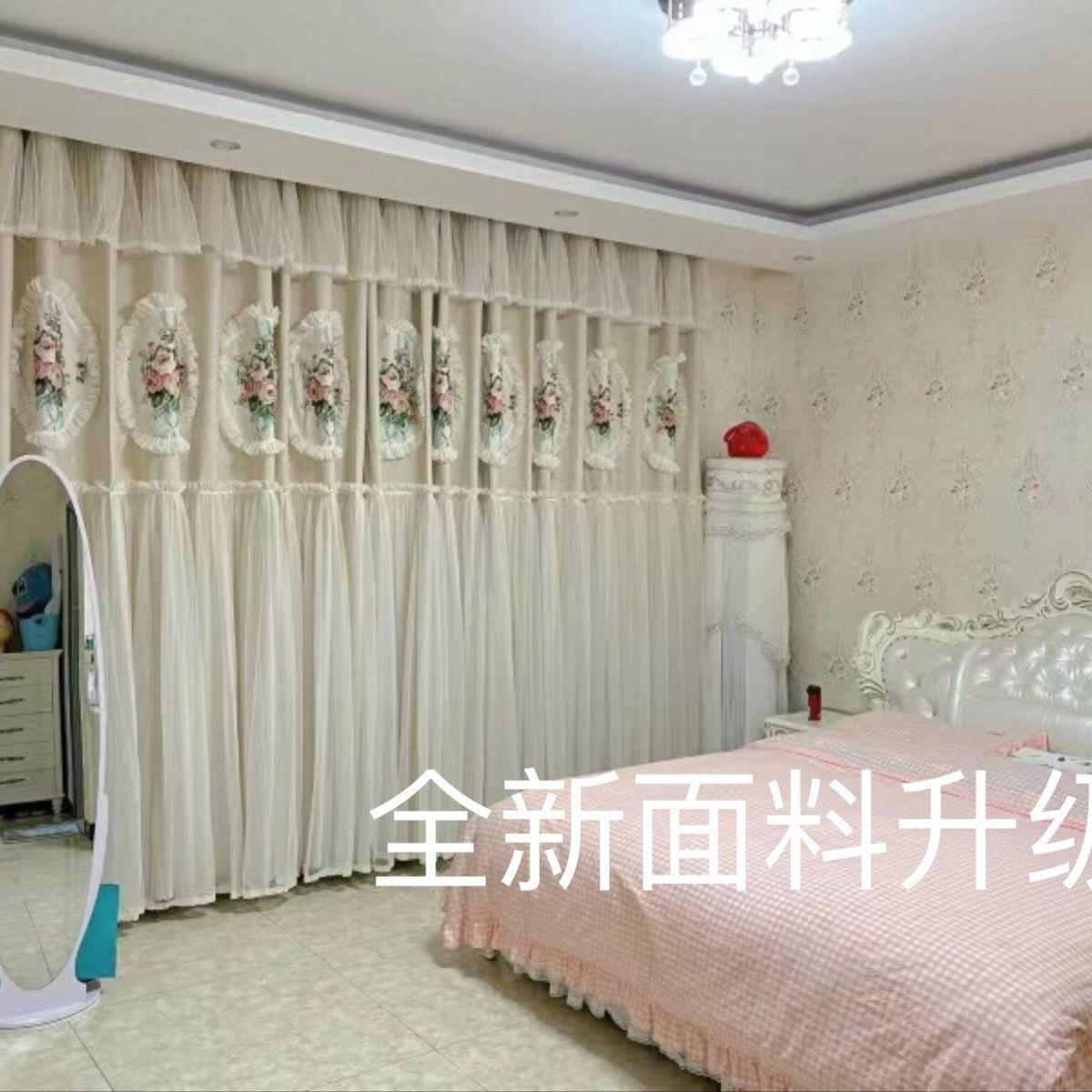 法式pxx10035奶风油蕾丝公主欧式窗款帘卧室客房间全厅遮光窗帘新