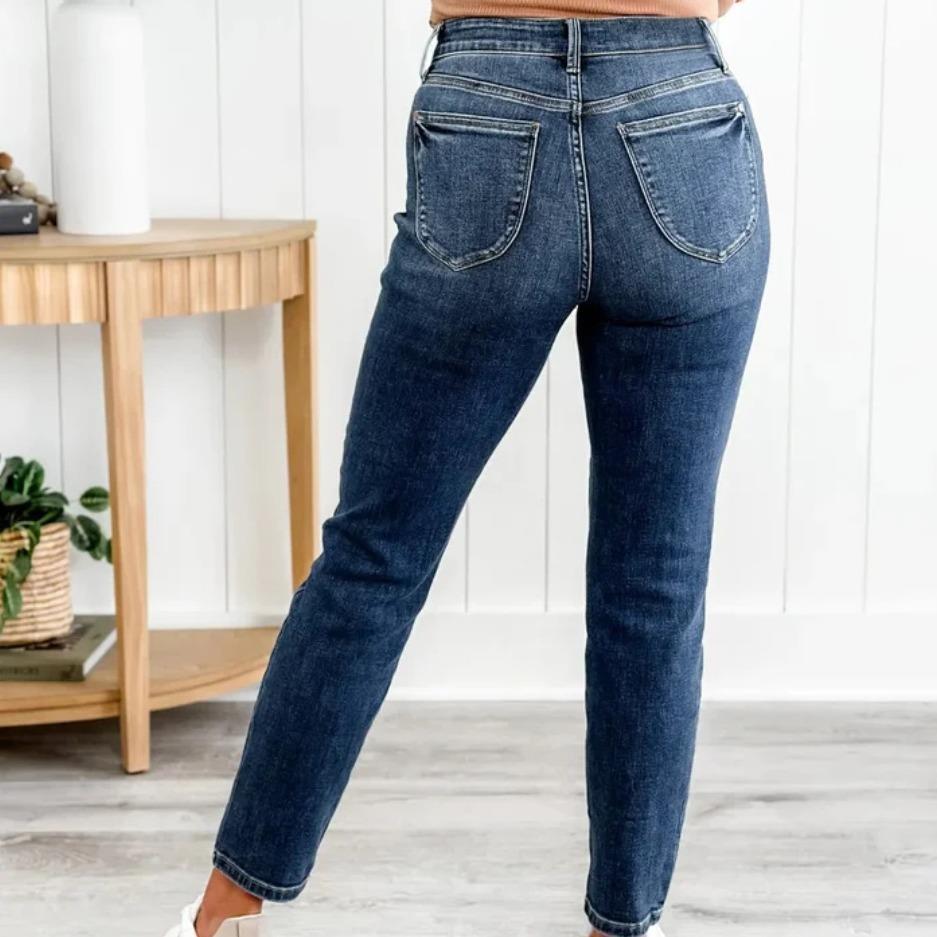 Women's high waist elastic slim fit jeans