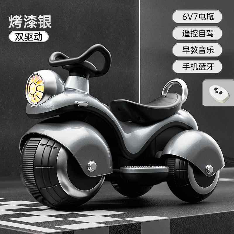 儿童电礼动机车三轮车女孩宝宝电小孩兔点点可坐人充遥控男电动周