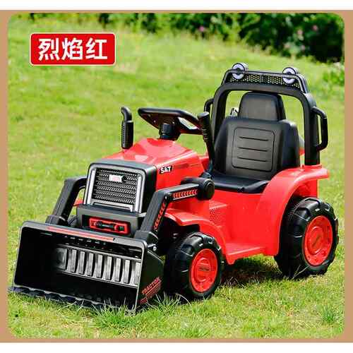 高档儿童电推土机玩具可车动坐人男孩遥控电动四电轮工程车铲车充