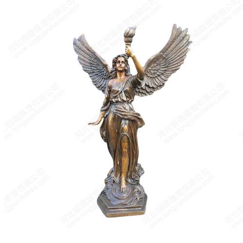 大型铸铜天使雕塑翅膀女神欧式火炬女神雕塑bronzeangelstatue