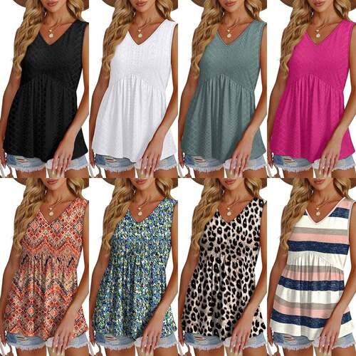 Womens Tank Tops 2025 Flowy Peplum Up 1 2 Oversized Look