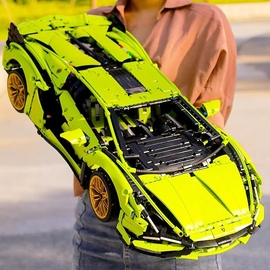 中国积木兰博基尼跑车模型汽车赛车拼装玩具8-12岁男孩子生日礼物