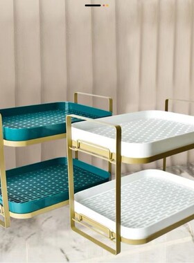 双层茶杯置物架放茶杯水壶收纳架双层沥水带托盘家用收纳置物架