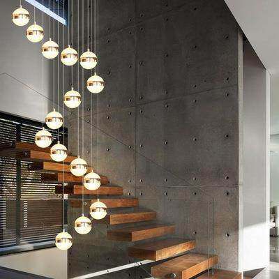 楼梯间吊灯现代简约极简别墅复式楼客厅大灯北欧创意小圆球长吊灯