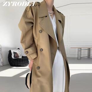 ZYRODIA风衣女款卡其色中长款外套收腰英伦风高级感休闲气质大衣