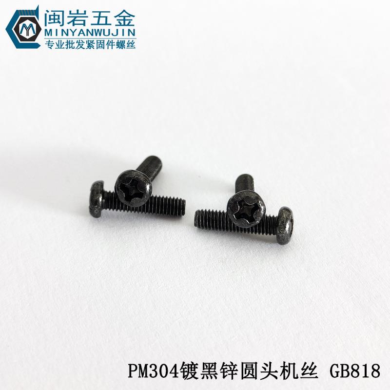 PM1.0/1.2/1.4/1.6/2.0*2~12 十字圆头机丝 304镀黑锌 GB818