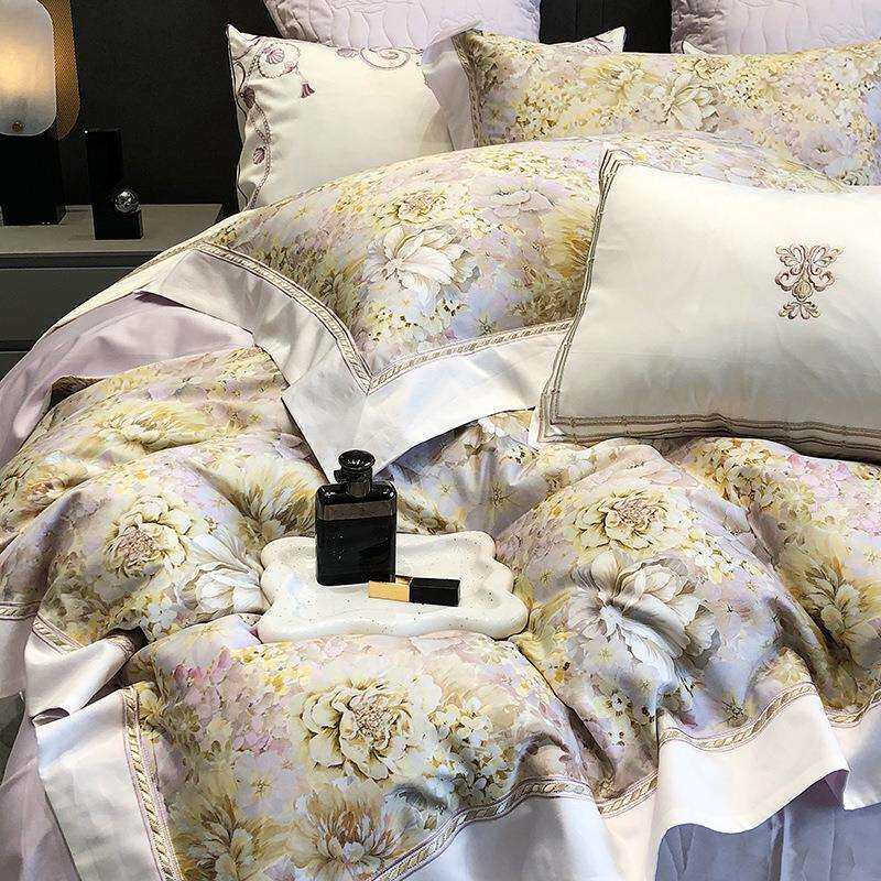 高密澳棉全棉数码印花四件套长绒棉花卉纯棉床上用品双人套件