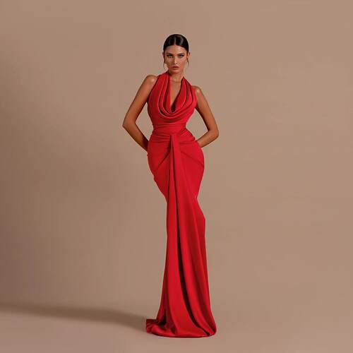 Elegant Formal Halter Neck Off-Shoulder Bodycon Dress