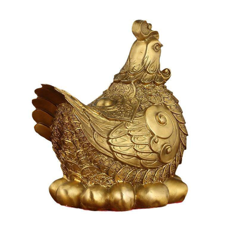 铜鸡摆件黄铜金鸡生肖鸡客厅工艺品元宝鸡母鸡金钱鸡下蛋鸡