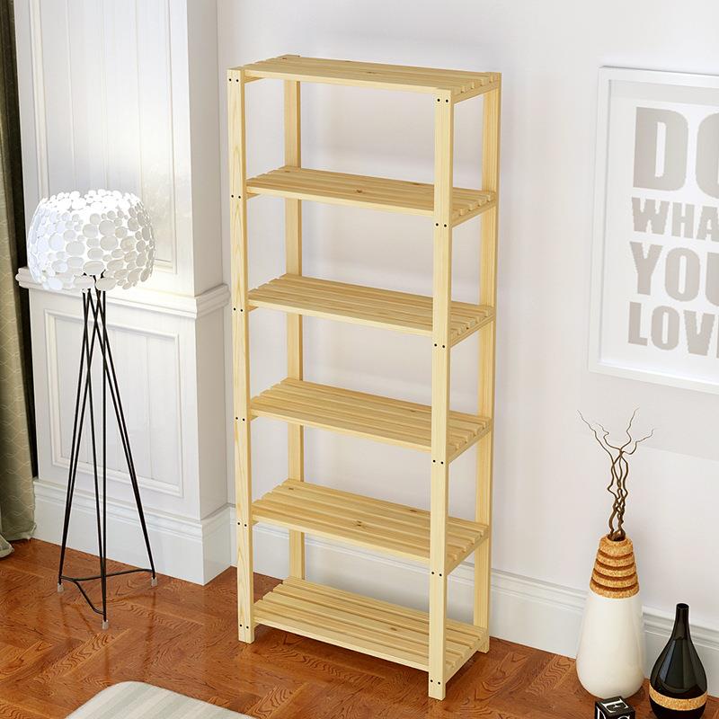 简易实木置物架落地书子松储物架架木木YSJ-zwj0架层架货架木质多