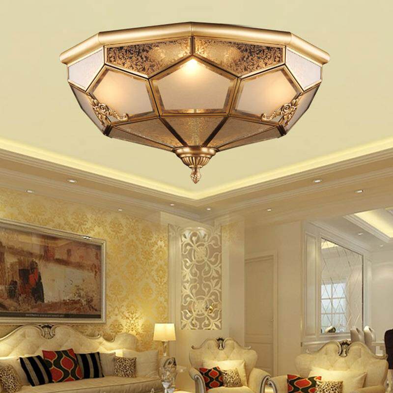 轻奢欧式全铜吸顶灯现代简约中式餐厅卧室过道走廊led铜质铜艺灯