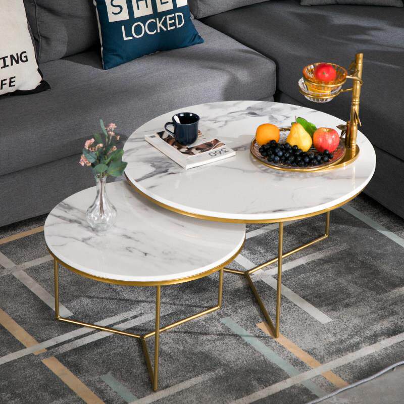 北欧风格大理石茶几现代客厅小户型网红圆形小茶几桌简约创意茶桌