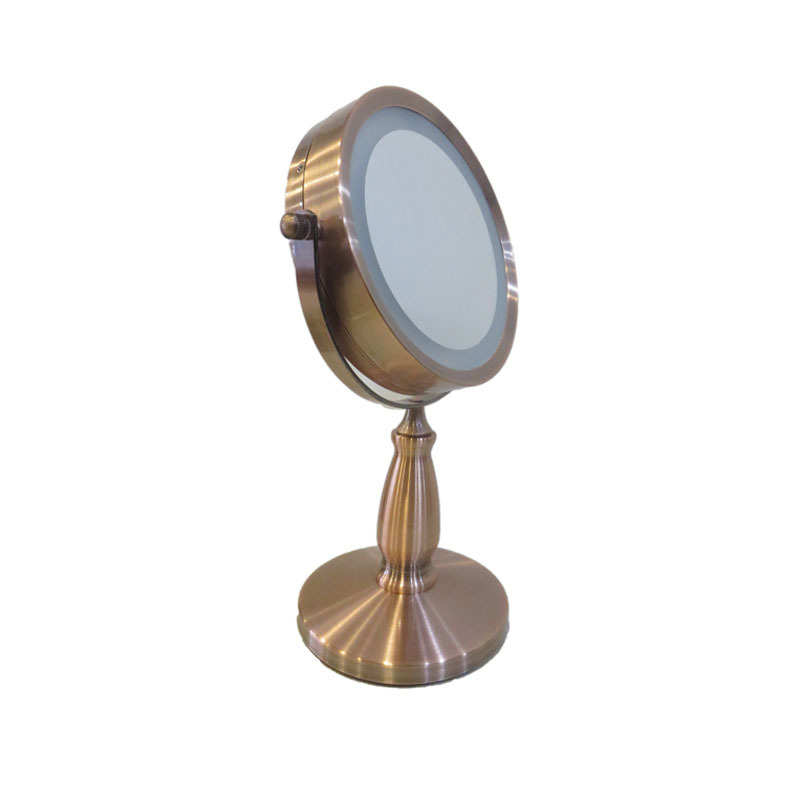 倍化妆led镜5复古镜子美容灯放大台式梳妆镜双面镜欧式带台面镜子