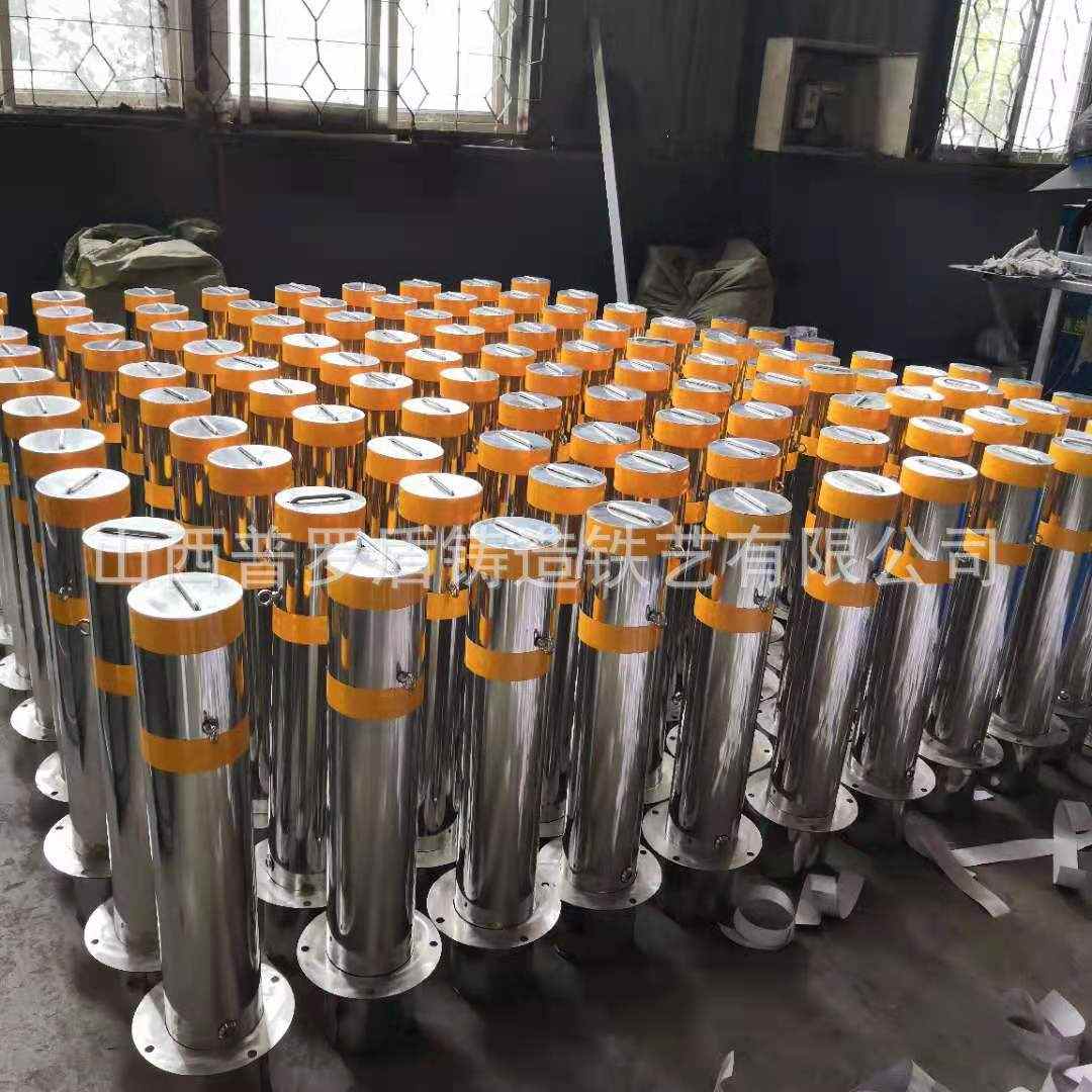 304不锈钢防撞警示柱道路广场带活动提手款黑色烤漆隔离止车柱子