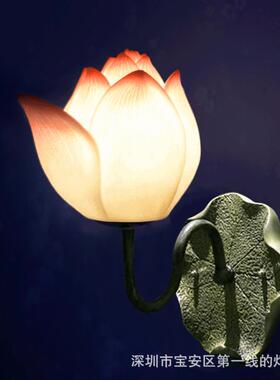 新中走意廊创壁灯复古餐厅卧室过道叶书房床式头古典荷客RNQ厅装