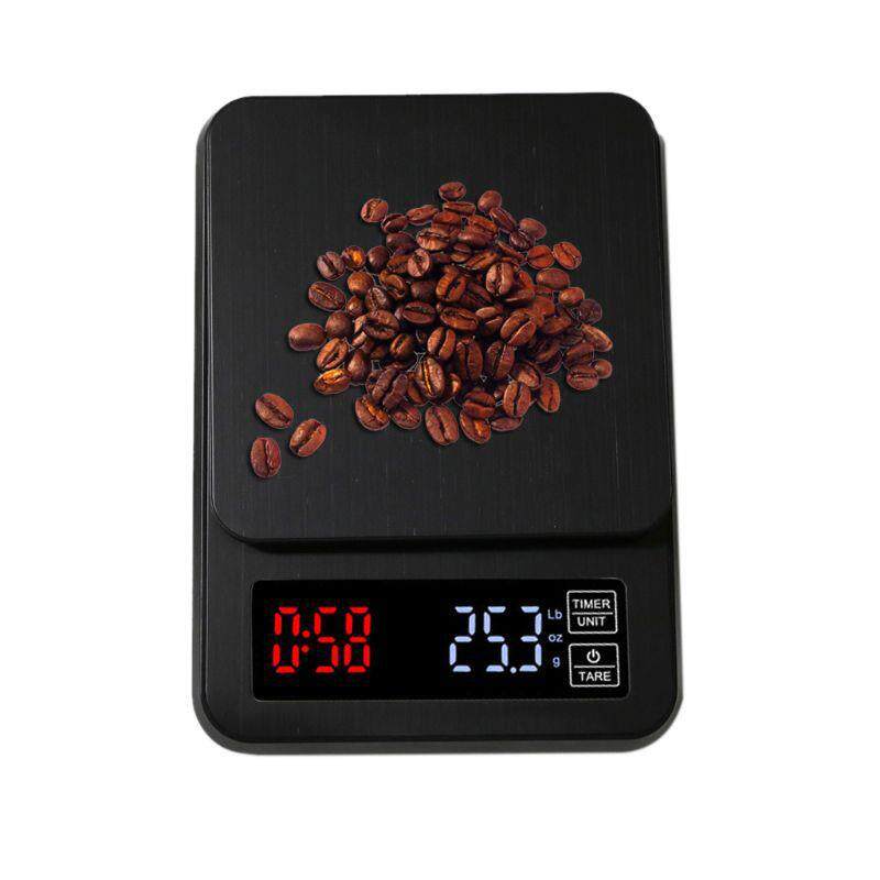 不锈钢计时咖啡秤电子台秤 迷你厨房秤10kg/1g计时秤5kg/0.1