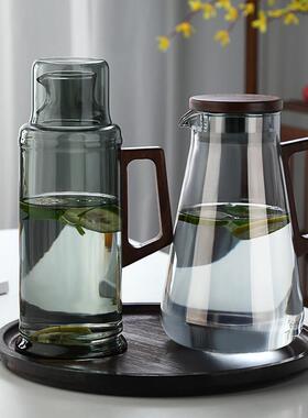 烟灰色高硼硅玻璃冷水壶家用耐高温超大容量开 水壶高端泡茶壶冷