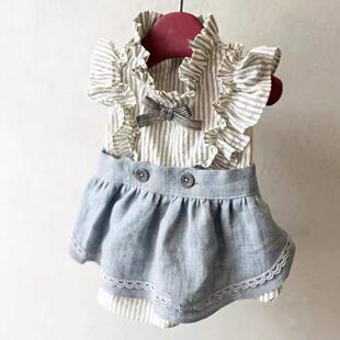 狗衣服宠物猫小狗小狗春秋季牛仔可爱的公主泰迪波美拉尼亚比熊裙