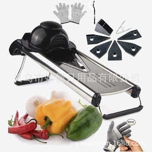 不锈钢多功能切菜器套装曼陀林刨丝器切片器加防割手套清洁刷