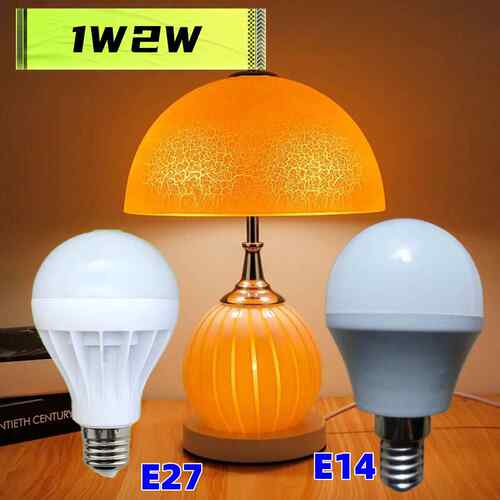 LED灯泡e14节能1W2W球泡夜灯家用e27螺口吊灯客厅壁灯照明电灯泡