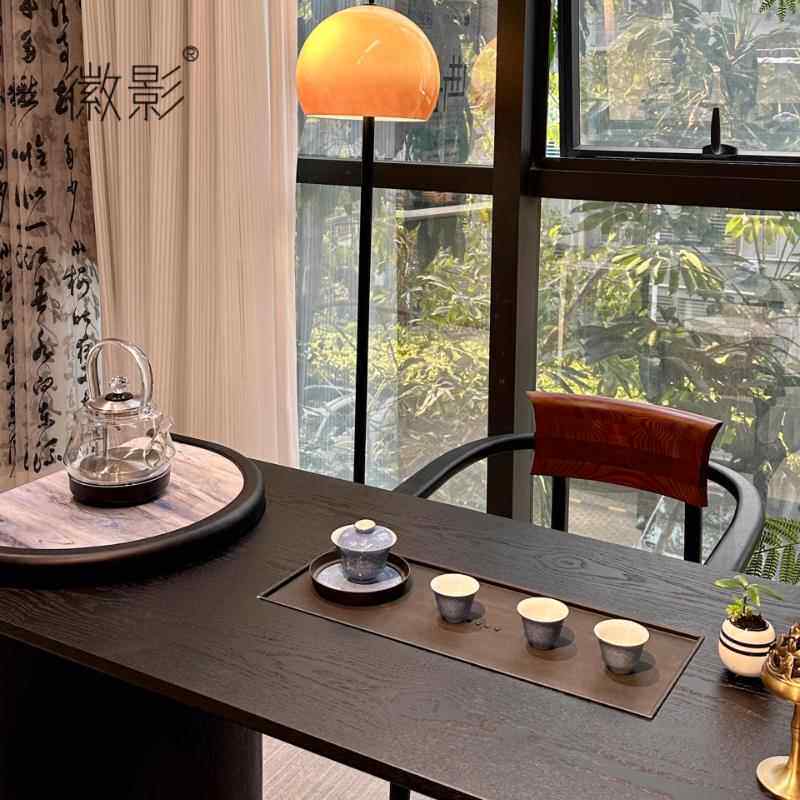 高档现徽影黑胡桃木茶桌代新中式实木桌阳台茶椅简约小户型家用泡