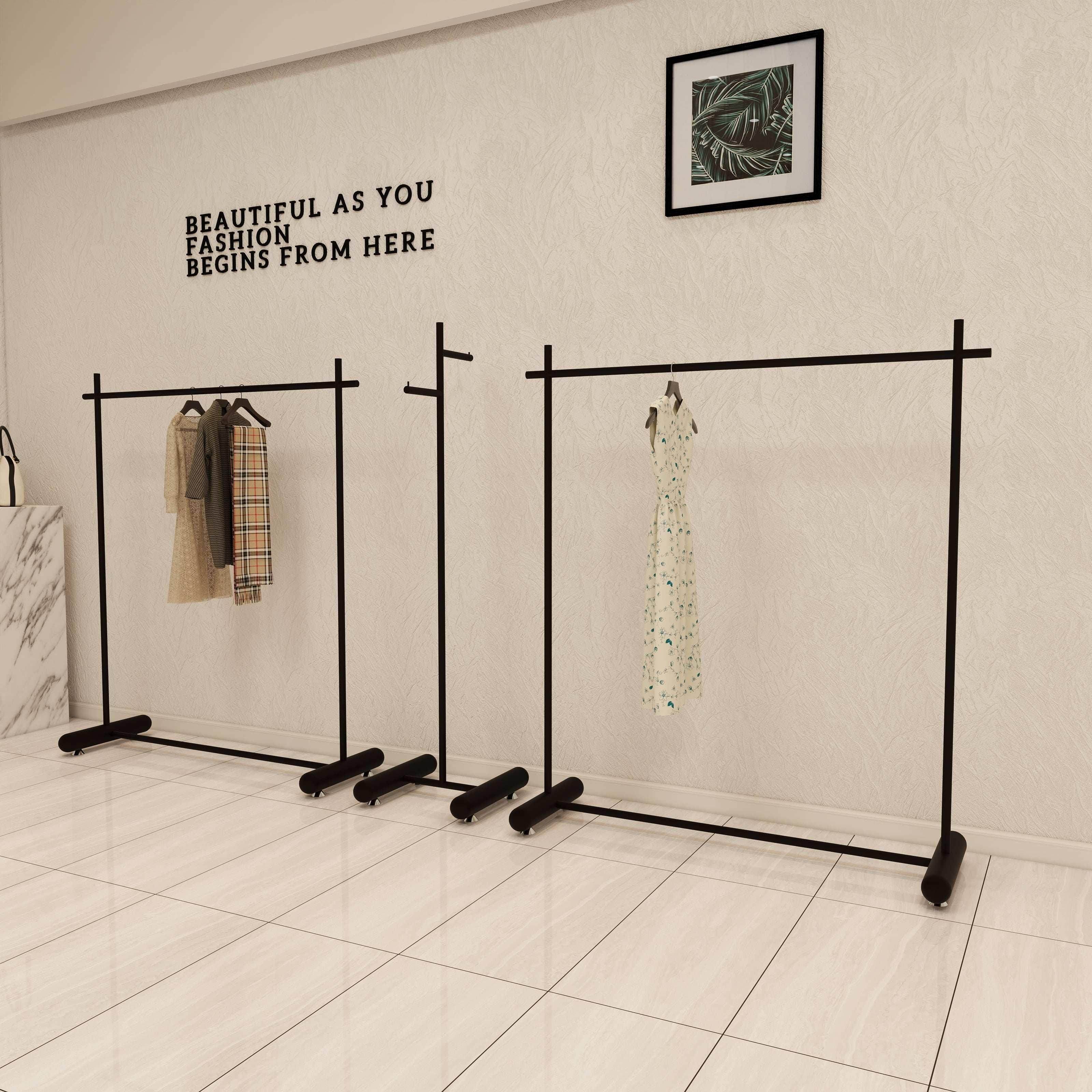 服装店展示架黑色挂衣架女装童装店专用落地架铁艺货架中岛礼服架