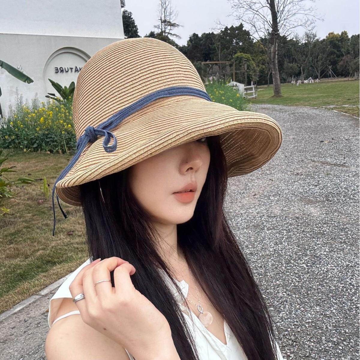 女士卷檐款赫本风日式沙滩时尚凉帽遮太阳防晒大沿夫帽子