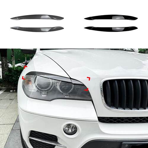 适用宝马X5E702008-2013前大灯灯眉车贴外饰改装
