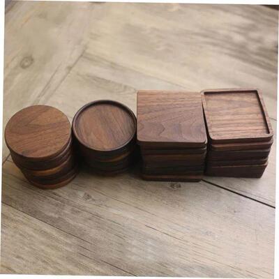1PC Solid Walnut Wood Coaster Round Square Beech Wood Cup Ma