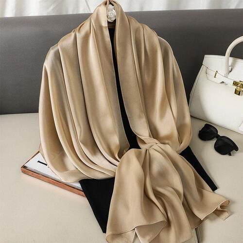 90*180cm Fashion Luxury Solid Color Silk Scarf Women Soft Sm