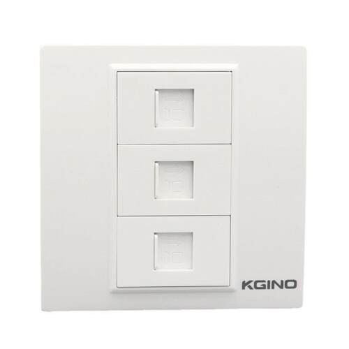 86型三位CAT5E电脑插座面板 3口RJ45超五类网络模块网线宽带插座