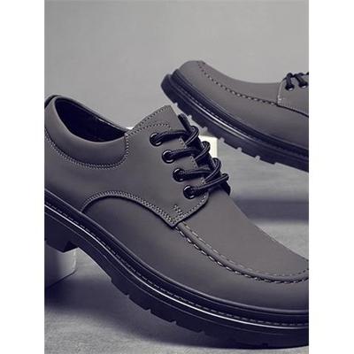 潮牌2025春秋季新款男士休闲皮鞋皮革英伦圆头覆古低帮大头工装鞋