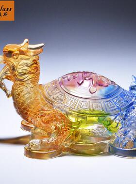 班德拉斯家居客厅摆设琉璃长寿纳福龙龟摆件办公室收银前台装饰
