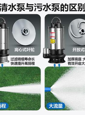 小不锈钢潜水泵2BWU2V高扬程型水家用抽泵农用污水泵灌溉抽水机抽