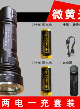 新款霸光2024款DXM强光手电筒26L65可充电ED0探照灯T6黄光超亮家